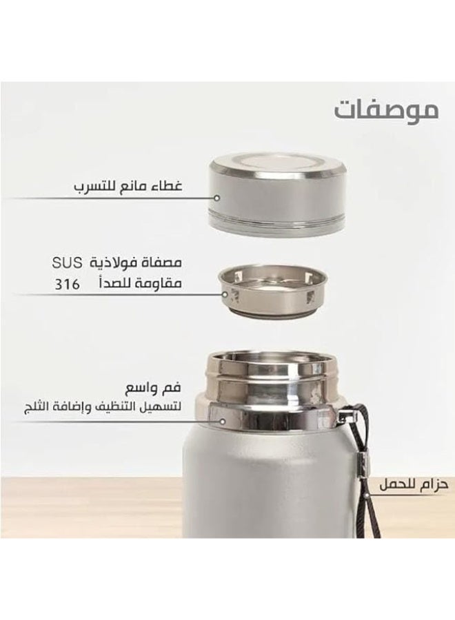 UShop U-Shop Thermal Bottle ✔ Vacuum-insulated, leak-proof, BPA-free stainless steel sports bottle for coffee and tea, perfect for travel to keep drinks hot or cold, 1000ml capacity - Image 5